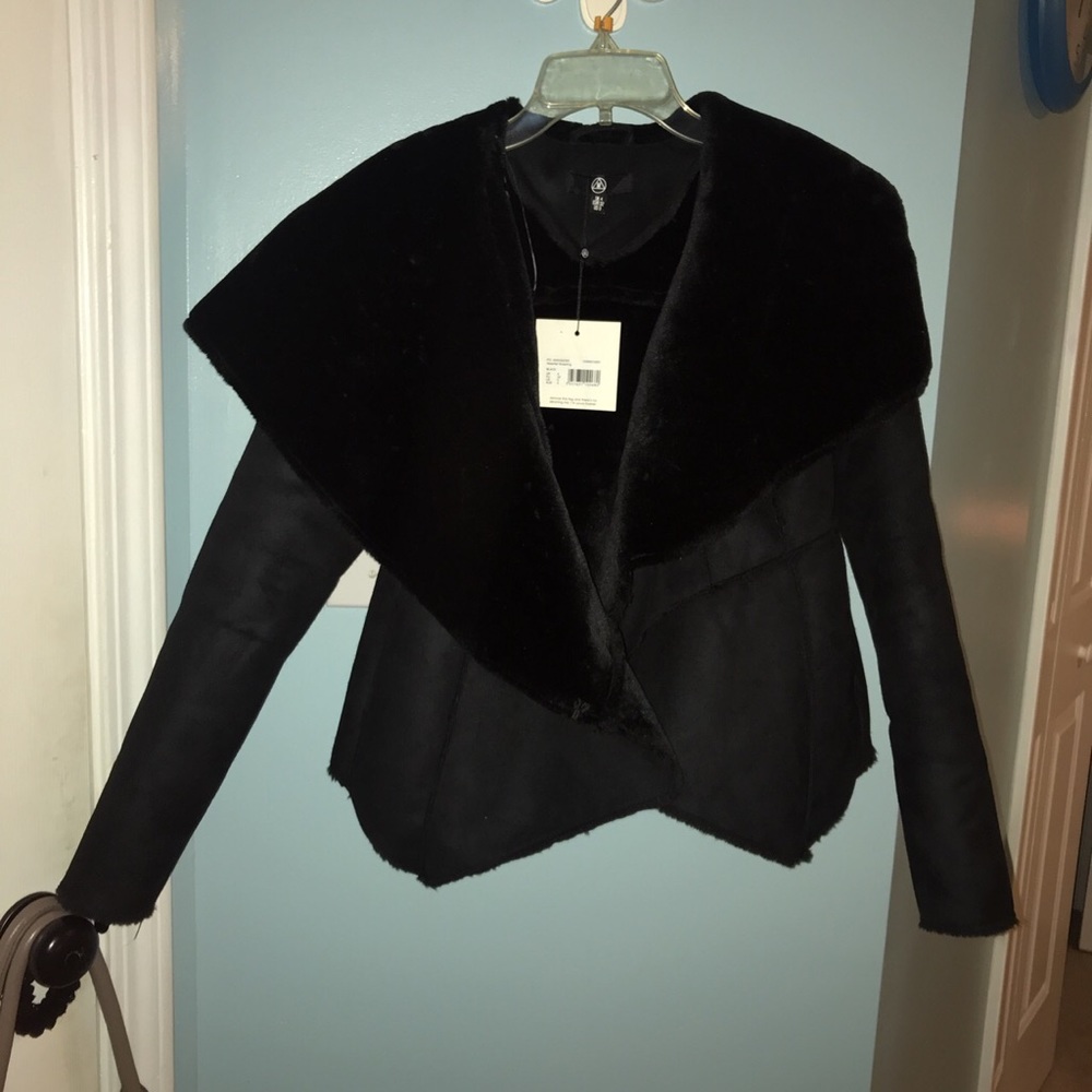 New Black Shearling Coat